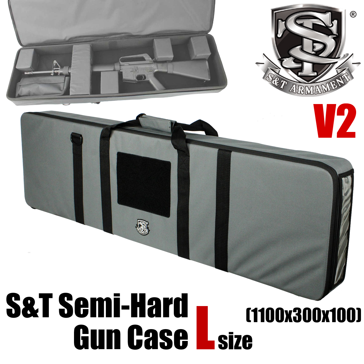 S＆T セミハードガンケースV2 Lサイズ Grey(1100x300x100)